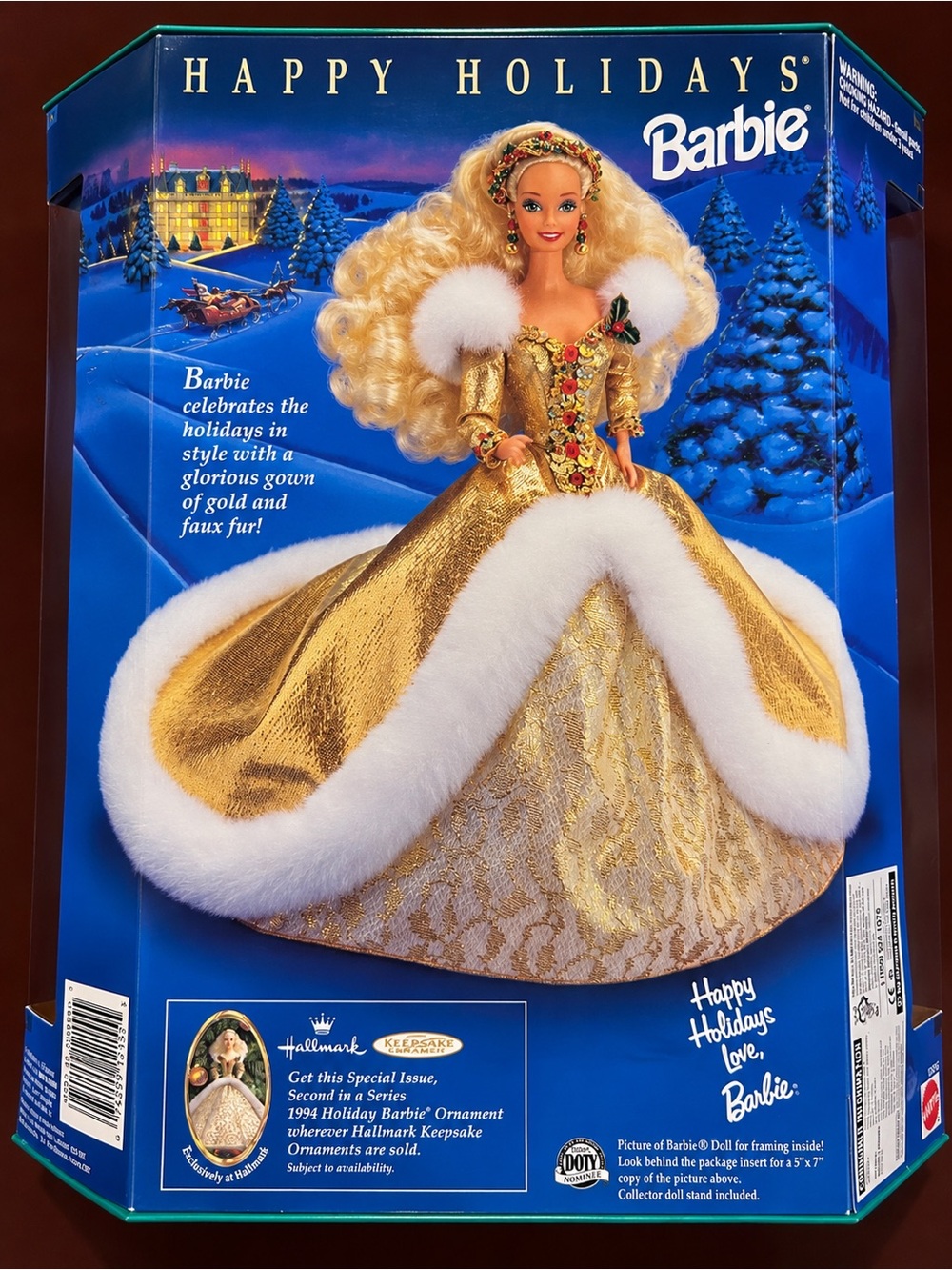 Barbie Gold and White Holiday Gown Ornament
